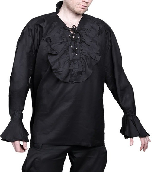 koszula GOTYCKA czarna, z żabotem