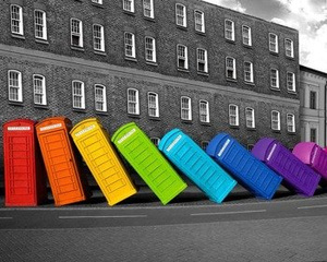 plakat LONDON - PHONEBOXES FALLING