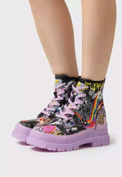 buty damskie BUFFALO - ASPHA LACE UP PURPLE/BLACK GRAFFIT VEGAN