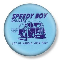 przypinka DAVID & GOLIATH - SPEEDY BOY DELIVERY Ø38mm