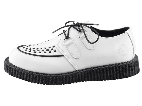 buty creepers NEVERMIND - BIAŁE polerowane