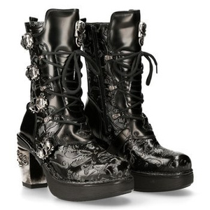 buty damskie NEW ROCK VINTAGE FLOWER NEGRO, ANTIK NEGRO, T. SKULL ACERO [M.8366-S1]