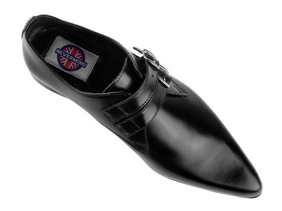 półbuty NEVERMIND - CZARNE (2 klamry) polerowane, USZKODZONE