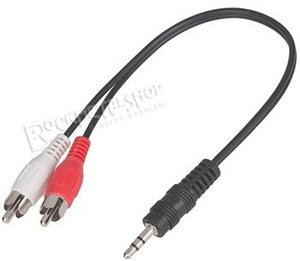 przewód audio 2 x RCA (cinch) - mały jack (3.5mm) stereo / 25cm