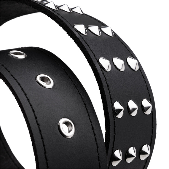 pasek z ćwiekami CONE STUD, skóra naturalna 