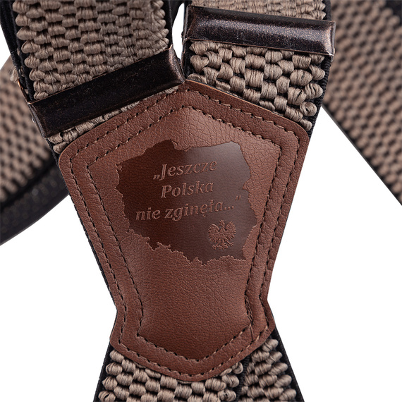 szelki JESZCZE POLSKA NIE ZGINĘŁA brązowe, 40 mm