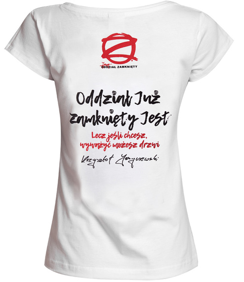 bluzka damska JARY ODDZIAŁ ZAMKNIĘTY - ODDZIAŁ JUŻ ZAMKNIĘTY JEST (biała)