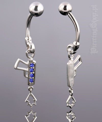 kolczyk do pępka PISTOLET NIEB