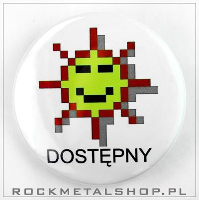 przypinka DOSTĘPNY