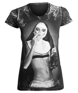 bluzka damska AMENOMEN - NUN SMOKING (OMEN107DA ALLPRINT WHITE)
