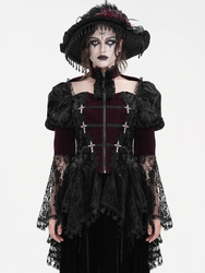 bluzka damska DEVIL FASHION - WINE RED VINTAGE GOTHIC 