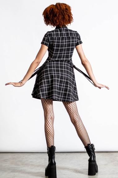 sukienka KILLSTAR - MENACE (ASH TARTAN)