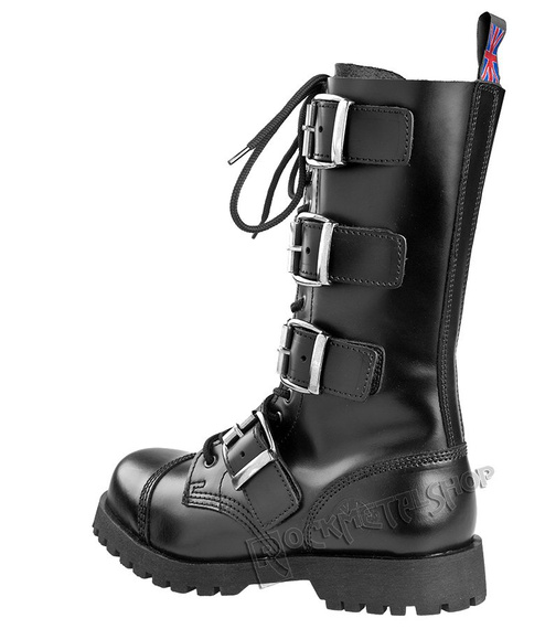 glany NEVERMIND - CZARNE (14 dziurek + 4 klamry) polerowane