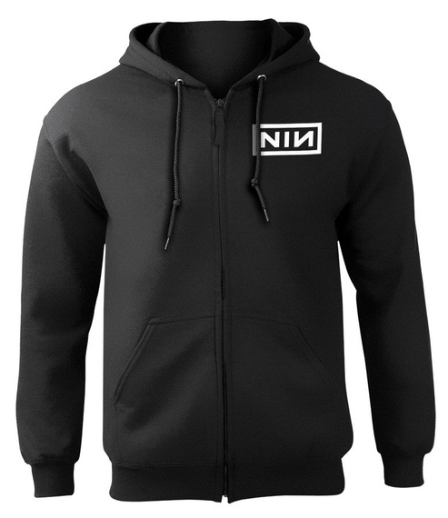 bluza NINE INCH NAILS - CLASSIC WHITE LOGO, rozpinana z kapturem 