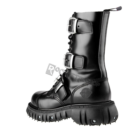 glany NEVERMIND - CZARNE (12 dziurek + 3 klamry) polerowane, USZKODZONE