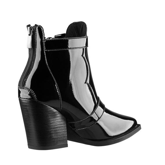 botki damskie ALTERCORE czarne (TAROT VEGAN BLACK PATENT)
