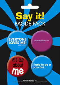 zestaw 4 przypinek SAY IT