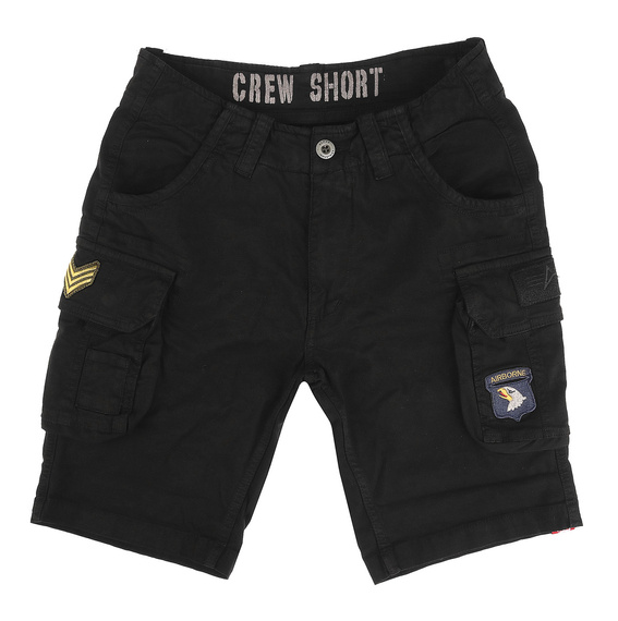 spodnie bojówki krótkie ALPHA INDUSTRIES - CREW SHORT PATCH BLACK
