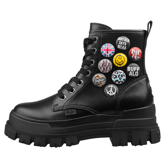 buty damskie BUFFALO - ASPHA RLD BUTTON BLACK VEGAN