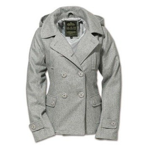 płaszcz marynarski damski LADIES PEA COAT - GRAU