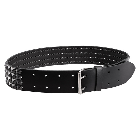 pas z ćwiekami 4-rzędowy, PYRAMID BLACK, skóra naturalna