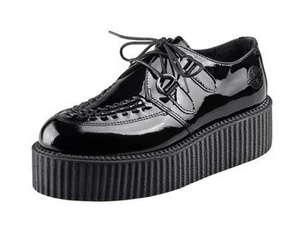 buty creepers NEVERMIND - CZARNE lakierowane