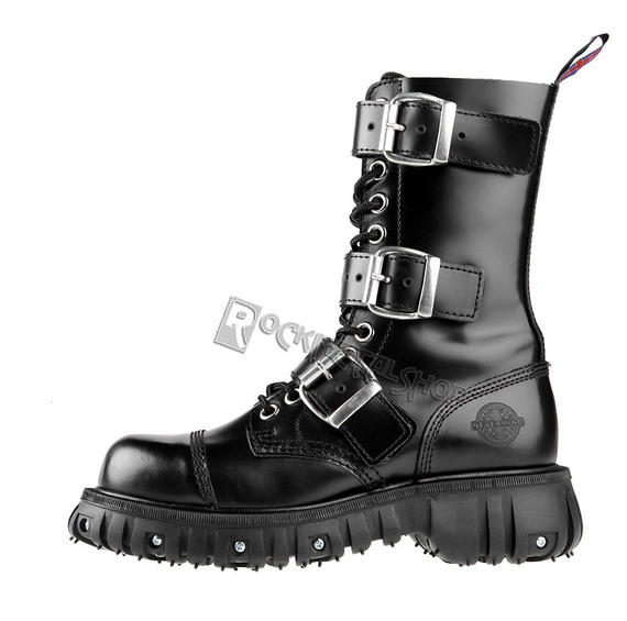 glany NEVERMIND - CZARNE (12 dziurek + 3 klamry) polerowane, USZKODZONE