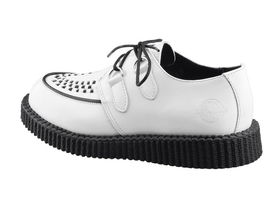 buty creepers NEVERMIND - BIAŁE polerowane