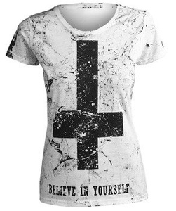 bluzka damska AMENOMEN - BELIEVE IN YOURSELF (OMEN003DA WHITE ALLPRINT BLACK)