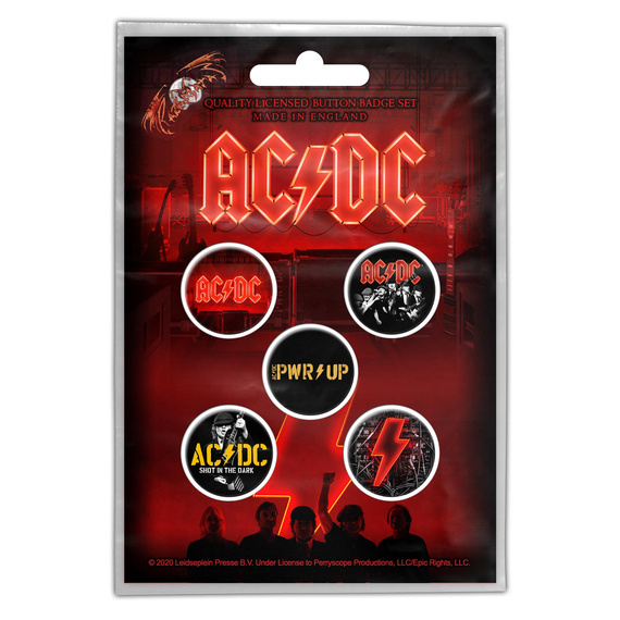 zestaw 5 szt. przypinek AC/DC - PWR UP