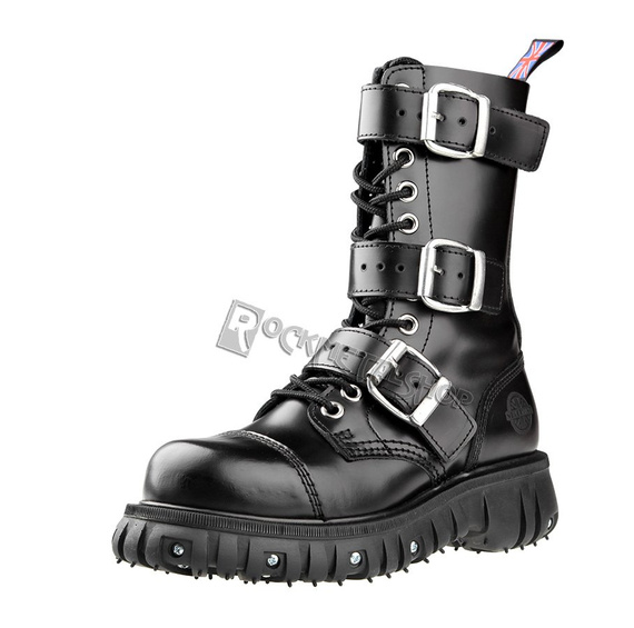 glany NEVERMIND - CZARNE (12 dziurek + 3 klamry) polerowane, USZKODZONE