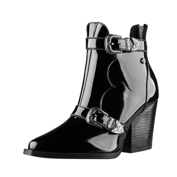 botki damskie ALTERCORE czarne (TAROT VEGAN BLACK PATENT)