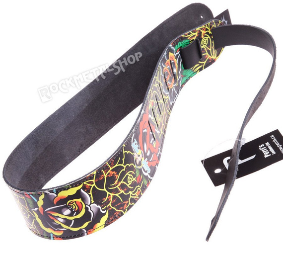 pas do gitary TATTOO JOHNNY - FLORAL DESIGN skórzany, 63mm