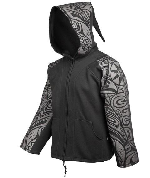 bluza HEXAGON - TRIBAL BLACK & GREY rozpinana, z kapturem (F03/YODA/DW)
