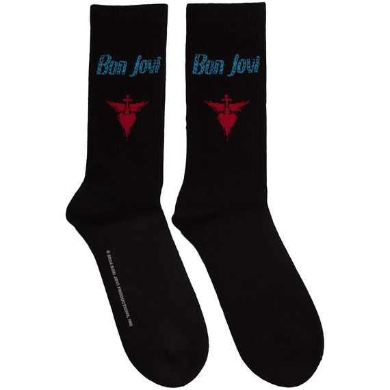 skarpetki BON JOVI - DAGGER HEART BLUE LOGO (black)