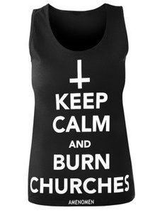 bluzka damska AMENOMEN - KEEP CALM AND BURN CHURCHES na ramiączkach (OMEN069DAR)