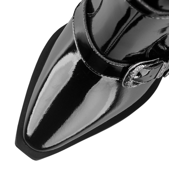 botki damskie ALTERCORE czarne (TAROT VEGAN BLACK PATENT)