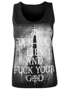 bluzka damska AMENOMEN - FUCK YOUR LIES na ramiączkach (OMEN084DAR)