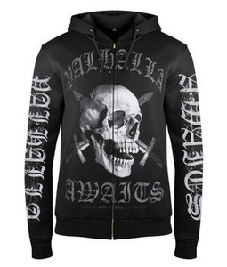 bluza VICTORY OR VALHALLA - SKULL rozpinana, z kapturem