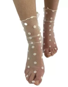 skarpetki PRZEZROCZYSTE W KROPKI białe