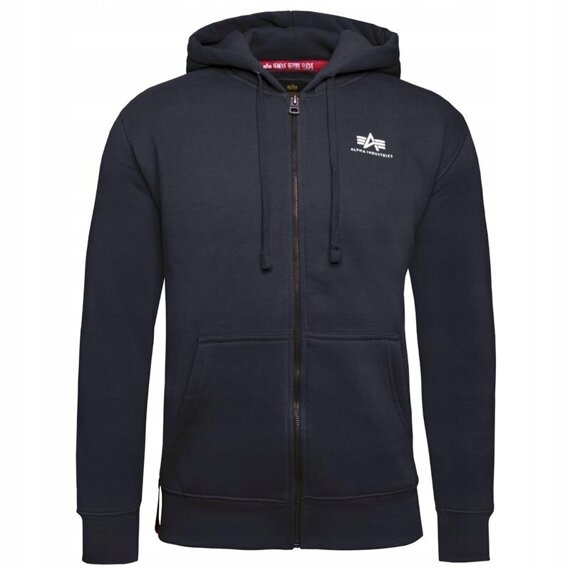 bluza ALPHA INDUSTRIES BASIC ZIP BLACK, rozpinana z kapturem