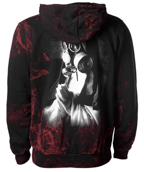 bluza AMENOMEN - NUN IN GASMASK (OMEN092CR ALLPRINT RED) rozpinana, z kapturem