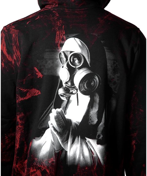 bluza AMENOMEN - NUN IN GASMASK (OMEN092CR ALLPRINT RED) rozpinana, z kapturem