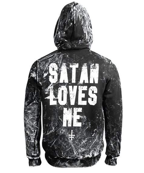 bluza AMENOMEN - SATAN LOVES ME (OMEN057CR ALLPRINT WHITE) rozpinana, z kapturem