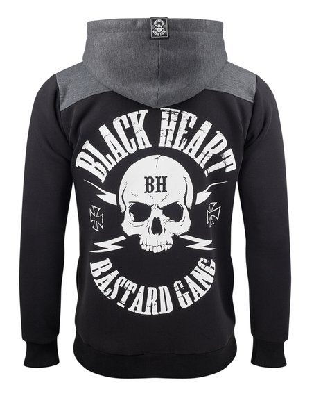 bluza BLACK HEART - BASTARD SKULL, rozpinana z kapturem