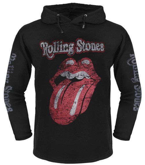 bluza ROLLING STONES - TONGUE czarna, z kapturem