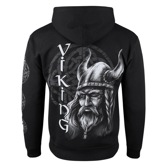 bluza VIKING - OLD WARRIOR, rozpinana z kapturem, czarna