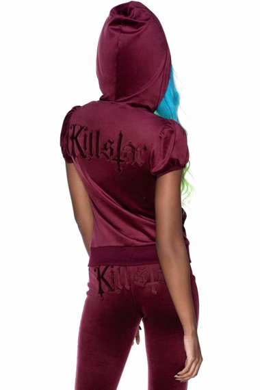 bluza damska KILLSTAR - DEE-LUX (BURGUNDY) rozpinana z kapturem 