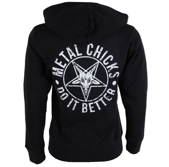 bluza damska METAL CHICKS DO IT BETTER - PENTAGRAM, rozpinana z kapturem