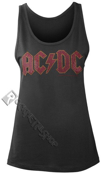 bluzka damska AC/DC - CLASSIC LOGO CHARCOAL, na ramiączkach cyrkonie